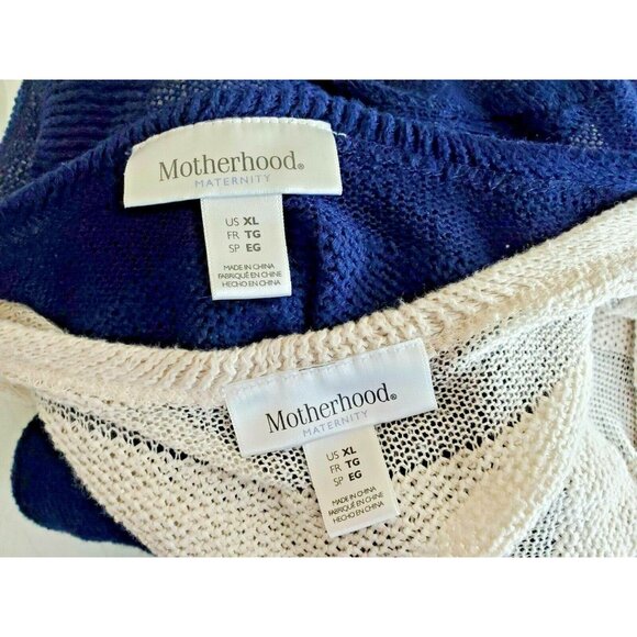 2 Motherhood Maternity Cardigan Women Size XL Cream Blue Lace Bottom - Picture 10 of 12